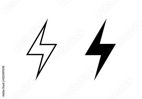 Energy, lightning icon isolated on white background. Power, electric sign symbol