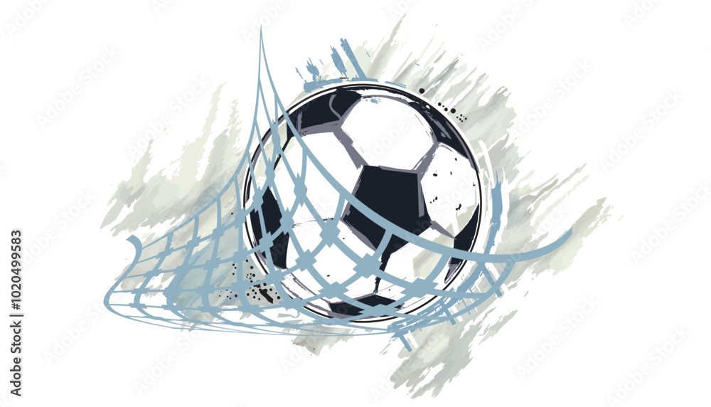 Naklejka premium Football ball with a watercolor effect. Vector illustration.