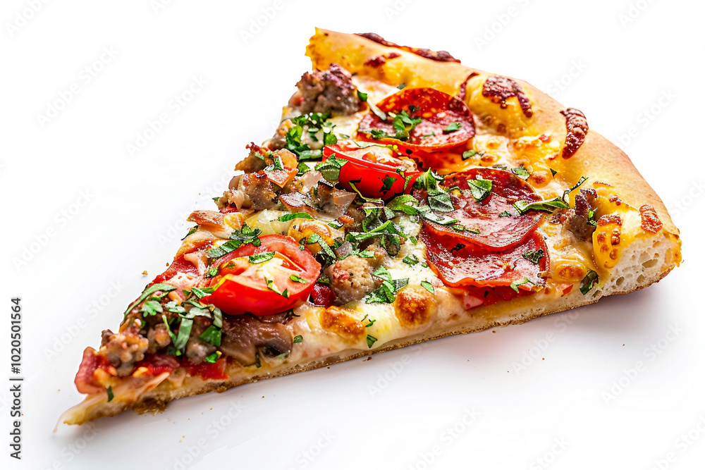 AI generated image of a tasty pizza traditional dinner isolated on white background AI generated image of a tasty pizza traditional dinner isolated on white background