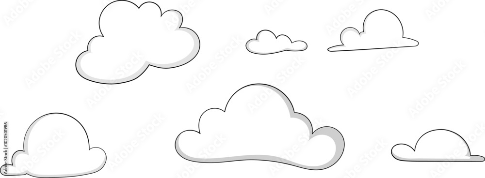 white clouds in various shapes as a template