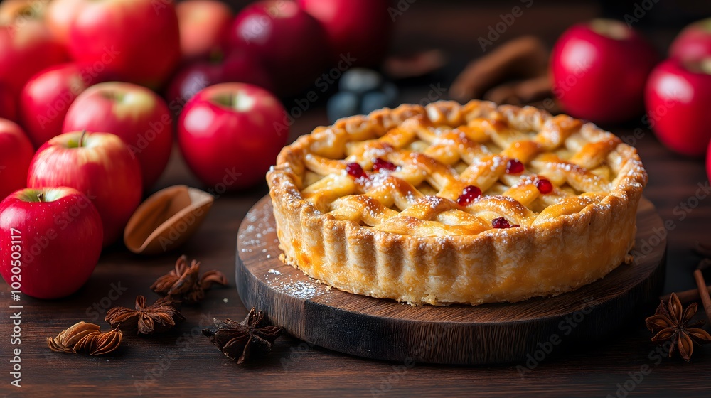 Apple Pie with Lattice Crust and butter flaky crust, Freshly Baked Classic Homemade Pastry Dessert for Thanksgiving Day, Holiday Celebrations and Gatherings, sweet pastry print for National Pie Day Apple Pie with Lattice Crust and butter flaky crust, Freshly Baked Classic Homemade Pastry Dessert for Thanksgiving Day, Holiday Celebrations and Gatherings, sweet pastry print for National Pie Day