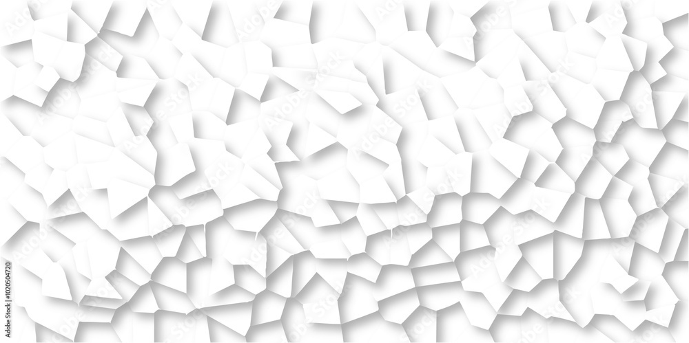 Fototapeta premium Beautiful white and crystallized polygon background. abstract light colorful stone tile pattern with shadow. modern wallpaper, trendy simple minimal geometric background abstract backdrop.