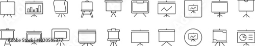 Presentation Board Related Line Icon Collection. Editable Stroke. Perfect for Infographics, Articles, Books, Flyers, Banners