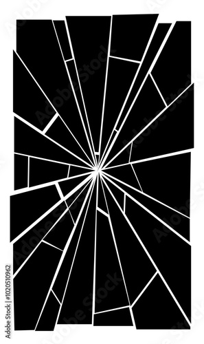 Broken glass pane vector illustration. Smashed, fractured glass.