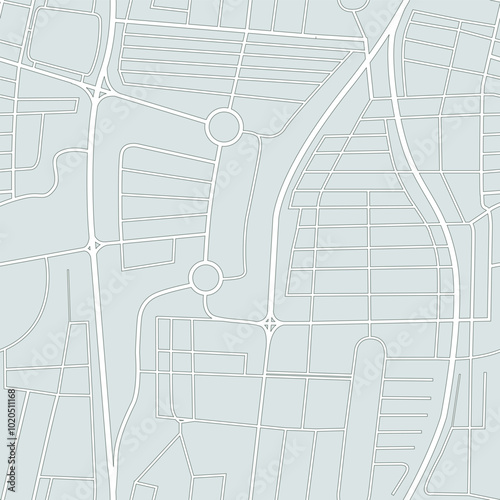 Seamless city map pattern. Urban planning - road plan of European city. Simple grey background.