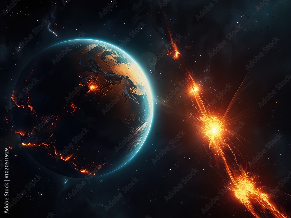 background with space,background with space for text,planet with sun,burning earth in fire,earth in space