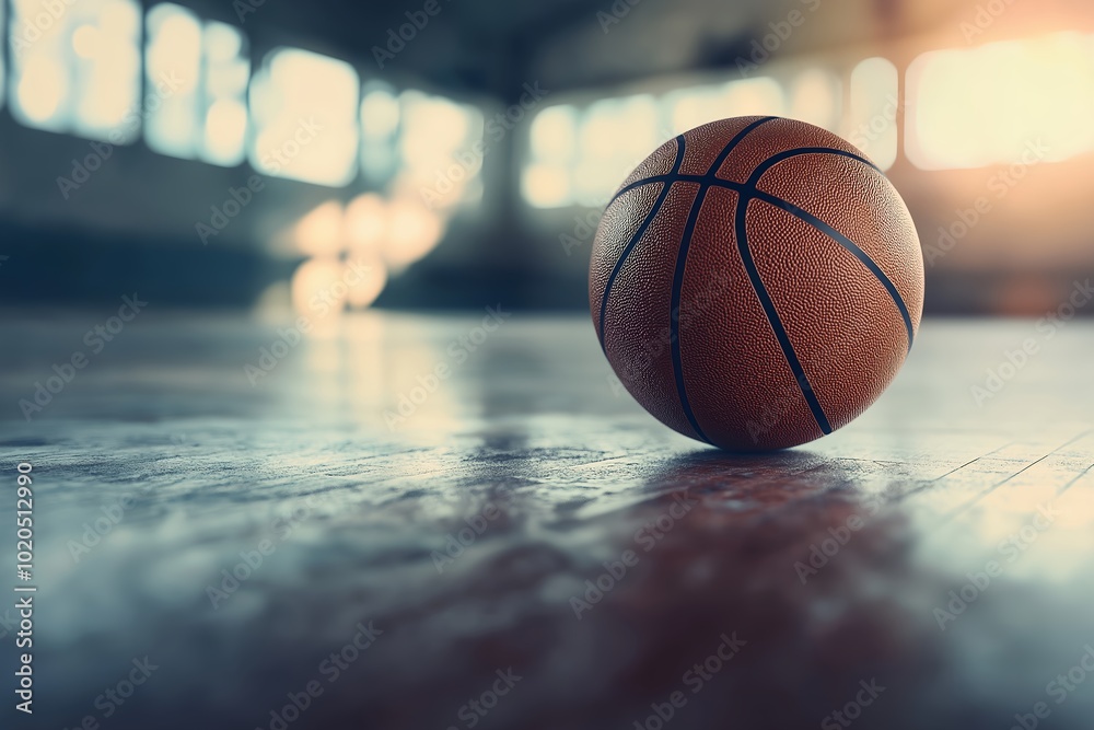 Basketball Resting on a Court