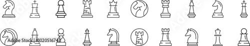 Chess Line Icon Collection. Editable Stroke. Perfect for Infographics, Articles, Books, Flyers, Banners