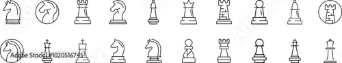 Chess Simple Icon Collection. Editable Stroke. Perfect for Infographics, Articles, Books, Flyers, Banners