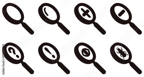 様々なの虫眼鏡、ルーペのベクターイラストセット