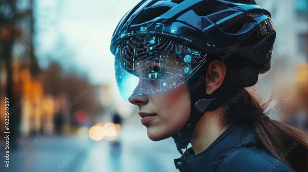 Woman Wearing Futuristic Helmet Woman Wearing Futuristic Helmet