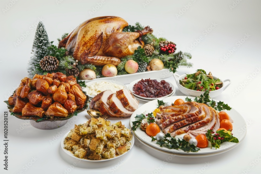 Christmas Feast on a Festive Table Christmas Feast on a Festive Table