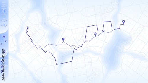 Flexible charging solutions for electric vehicles. Public charging stations available along route. Select the most convenient route to drive back home. Vector illustration