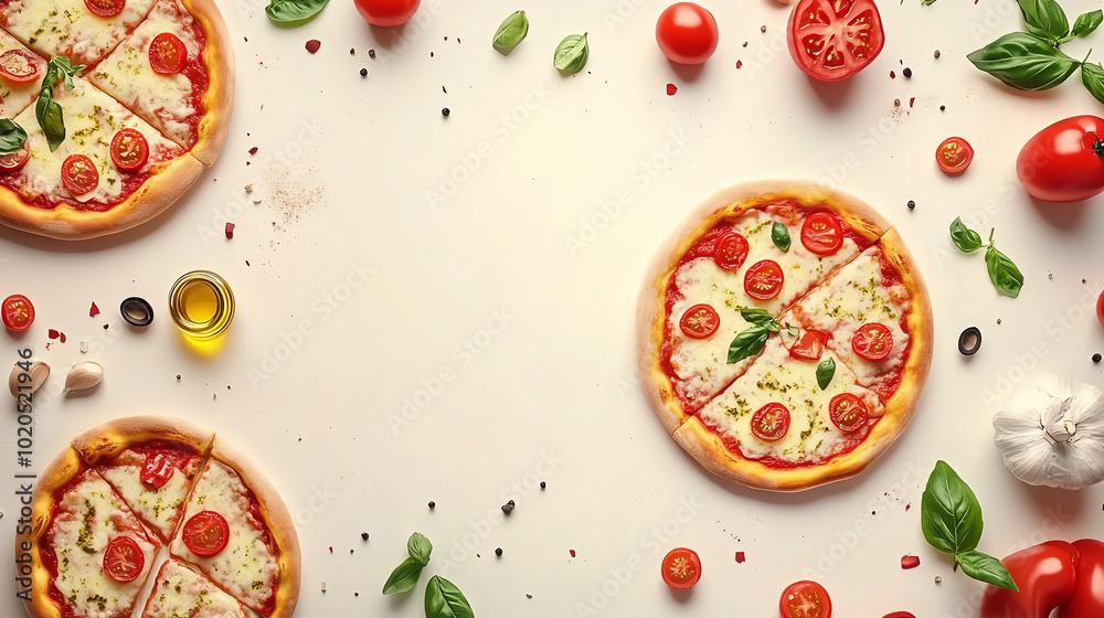 Delicious pizza with fresh ingredients, featuring tomatoes, basil, and mozzarella, perfect for food lovers and culinary enthusiasts. Delicious pizza with fresh ingredients, featuring tomatoes, basil, and mozzarella, perfect for food lovers and culinary enthusiasts.