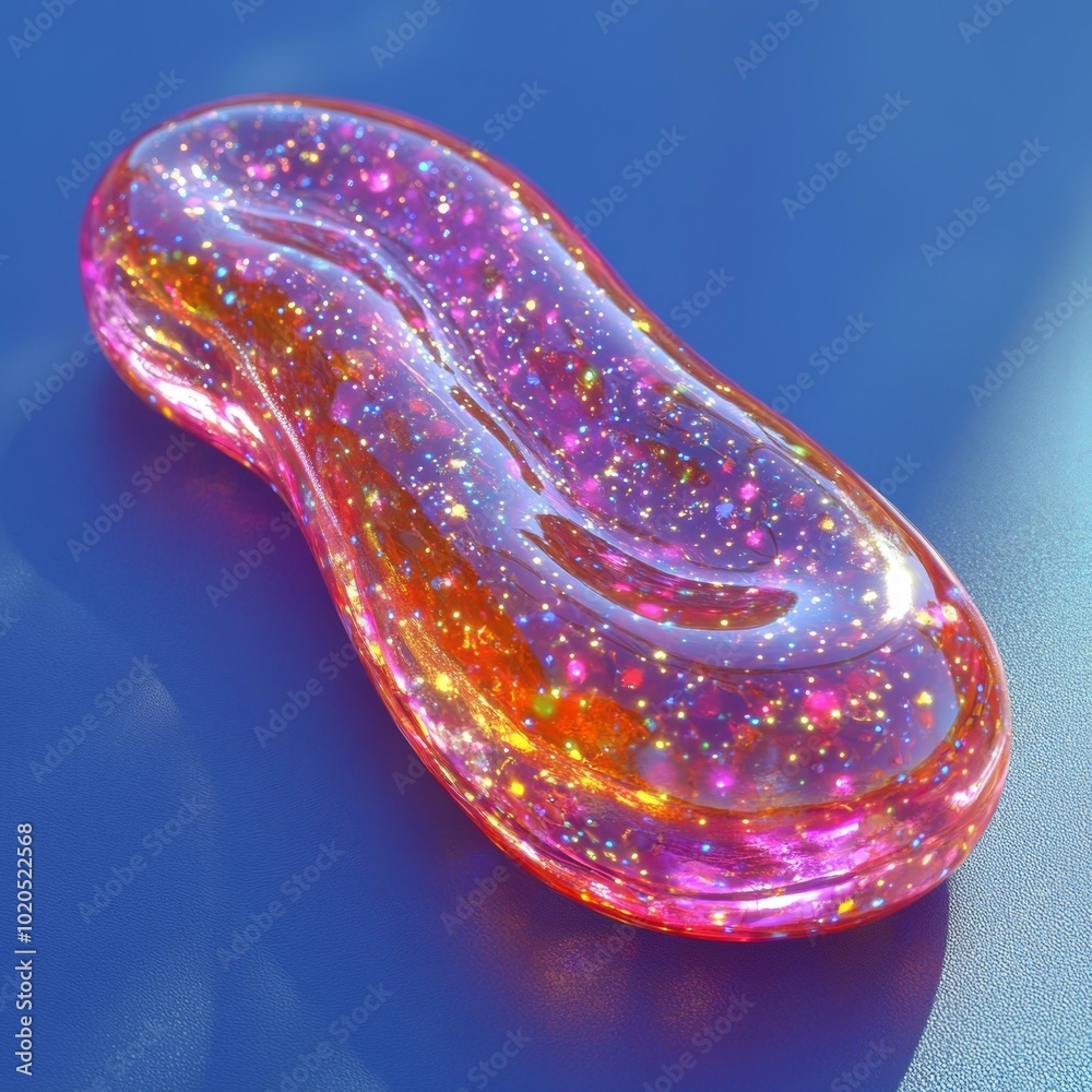 Obraz premium Colorful Pebble with Purple and Gold Glitter, Pink Glass Art
