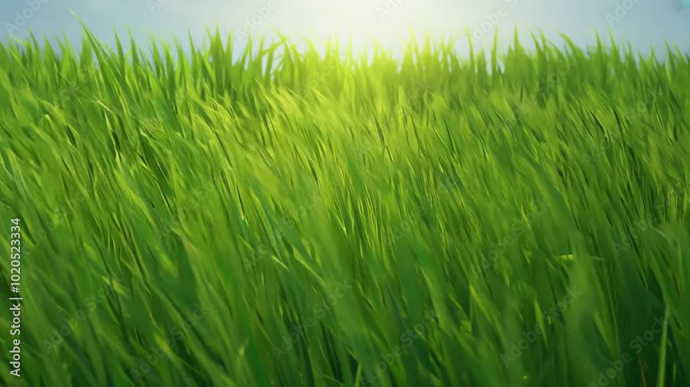 Waving animation of green grass background. 3d rendering, top view. 4K Waving animation of green grass background. 3d rendering, top view. 4K