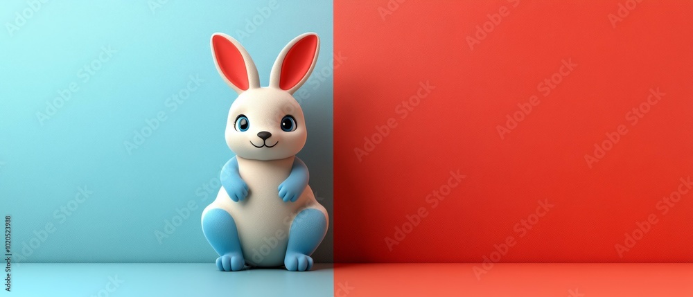 Obraz premium Adorable Blue and Pink Rabbit Character