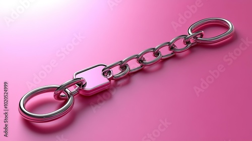 Pink Keychain, Metal Chain and Loop, Magnetic Clasp, Fashion Accessory