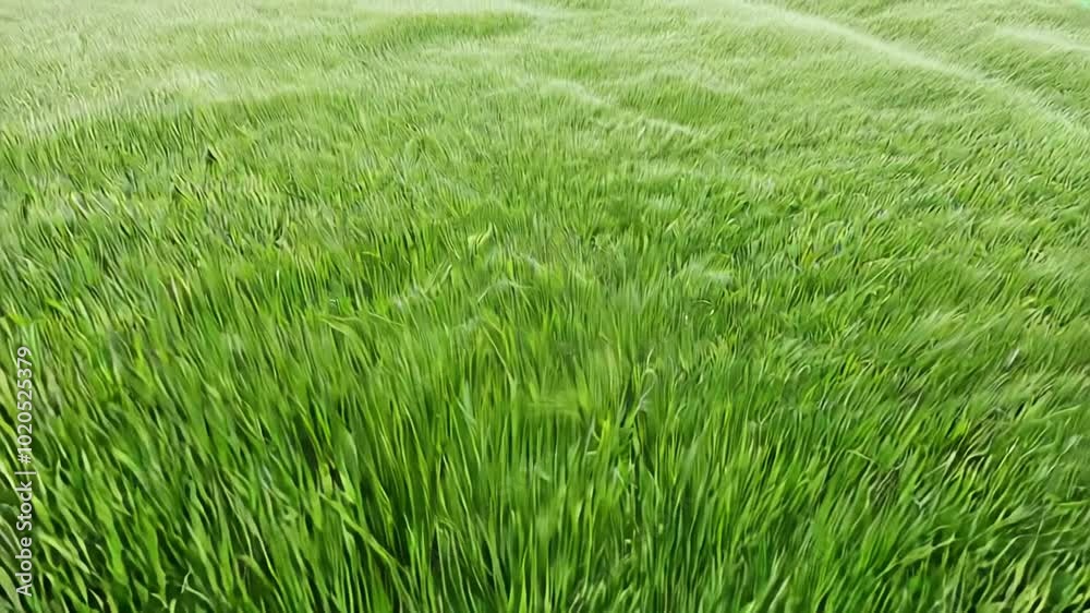 Waving animation of green grass background. 3d rendering, top view. 4K Waving animation of green grass background. 3d rendering, top view. 4K
