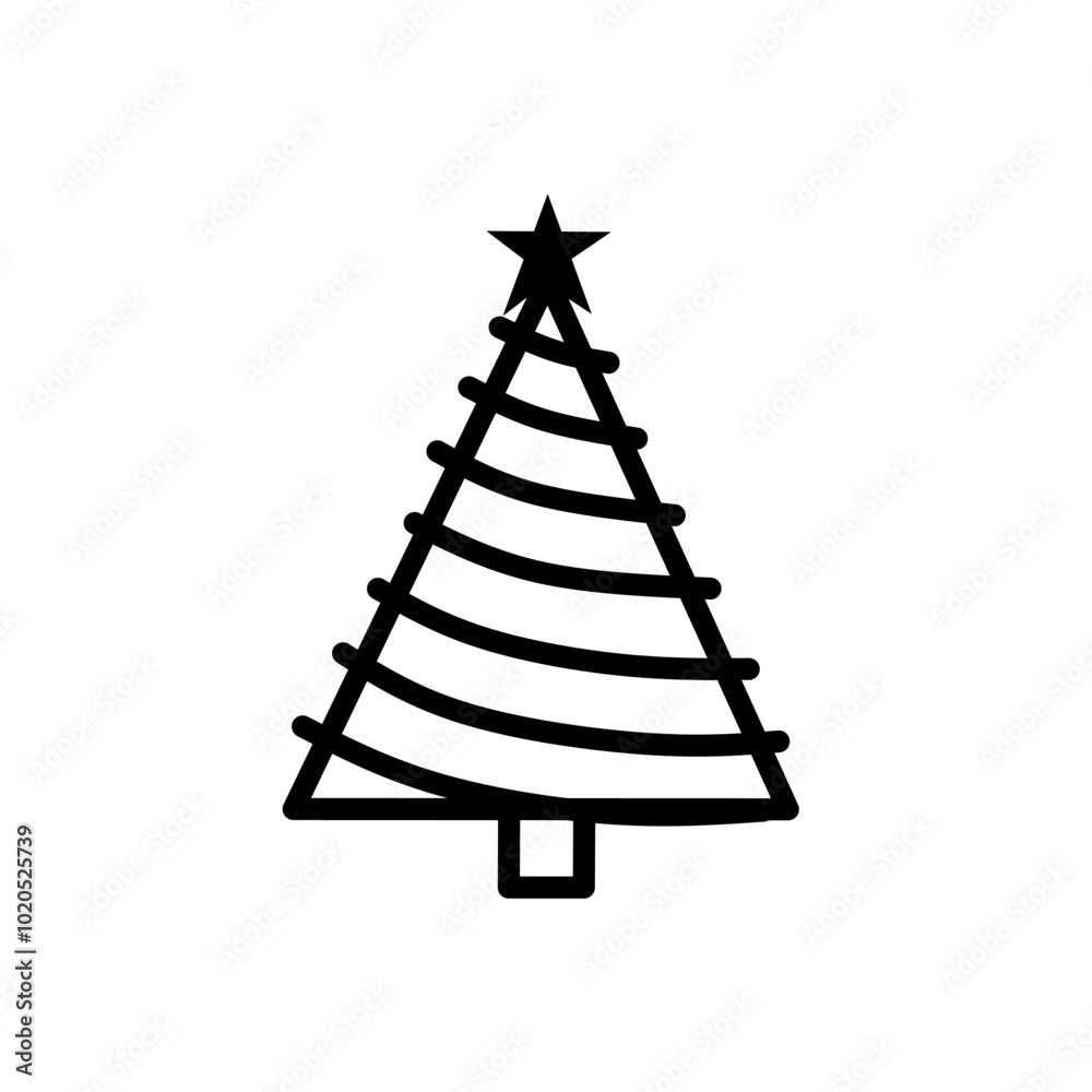 Pine Tree Icon With Curved Lines Pattern, Hand Drawn Christmas Tree Vector, Cute Pine Tree Icon, Line Art Style Christmas Tree Illustration Pine Tree Icon With Curved Lines Pattern, Hand Drawn Christmas Tree Vector, Cute Pine Tree Icon, Line Art Style Christmas Tree Illustration