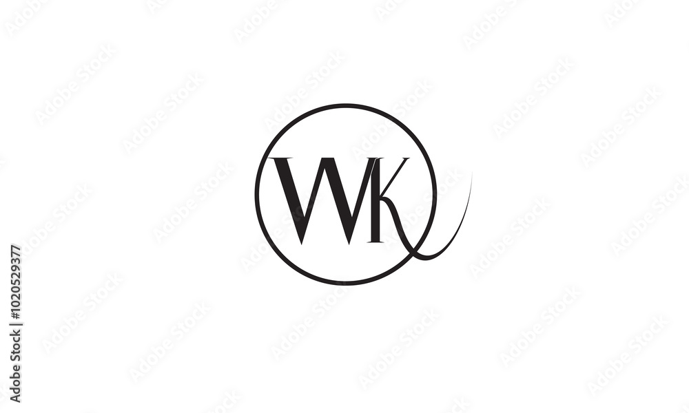 WK, KW, W, K Abstract Letters Logo Monogram WK, KW, W, K Abstract Letters Logo Monogram