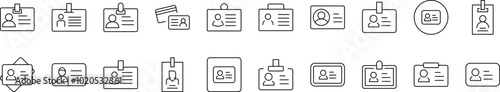Employee ID Badge Simple Icon Collection. Editable Stroke. Perfect for Infographics, Articles, Books, Flyers, Banners