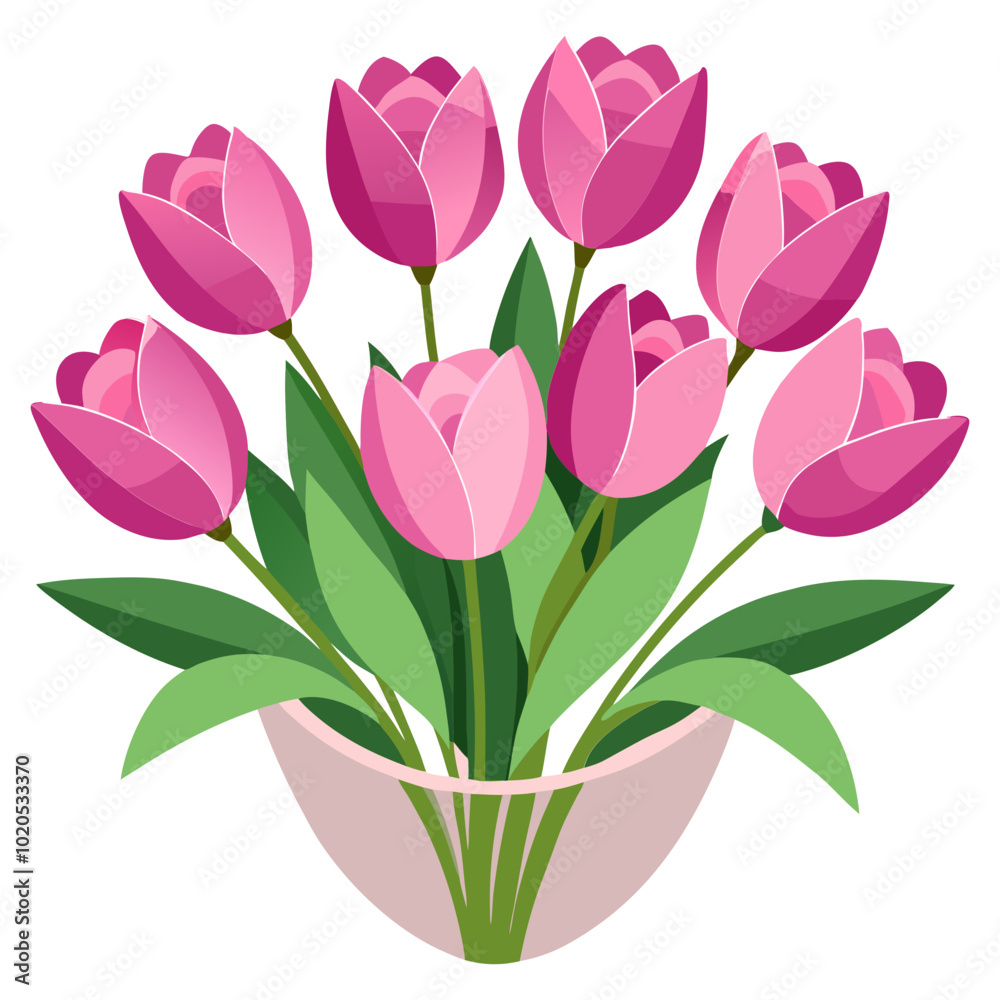 Fototapeta premium Bouquet of pink tulips vector illustration