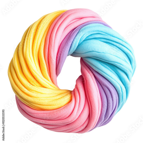 Colorful, soft, and squishy playdough in circular shape, isolated on a white background, transparent background.