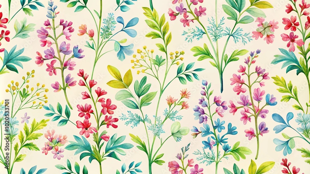 floral seamless pattern with corydalis flowers floral seamless pattern with corydalis flowers