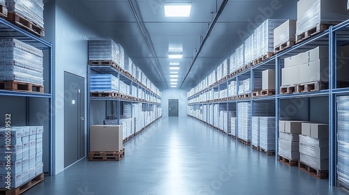 refrigerated cold room and warehouse designed for effective storage solutions, featuring organized shelves and pallets to support temperature-sensitive inventory and efficient logistics