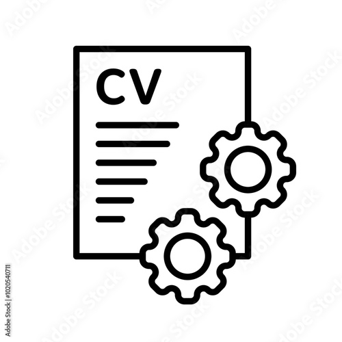 cv icon with white background vector stock illustration, cv on progress symbol