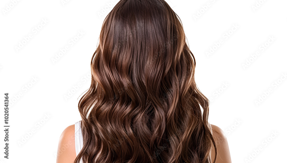 Fototapeta premium Long brown hair. Back view