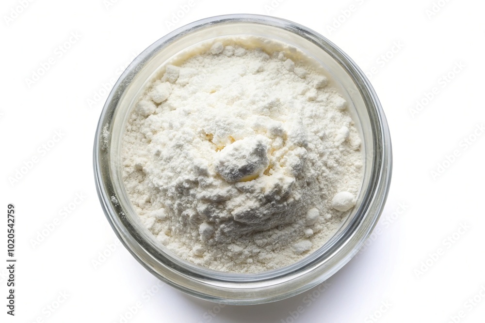 flour in glass container on white background flour in glass container on white background