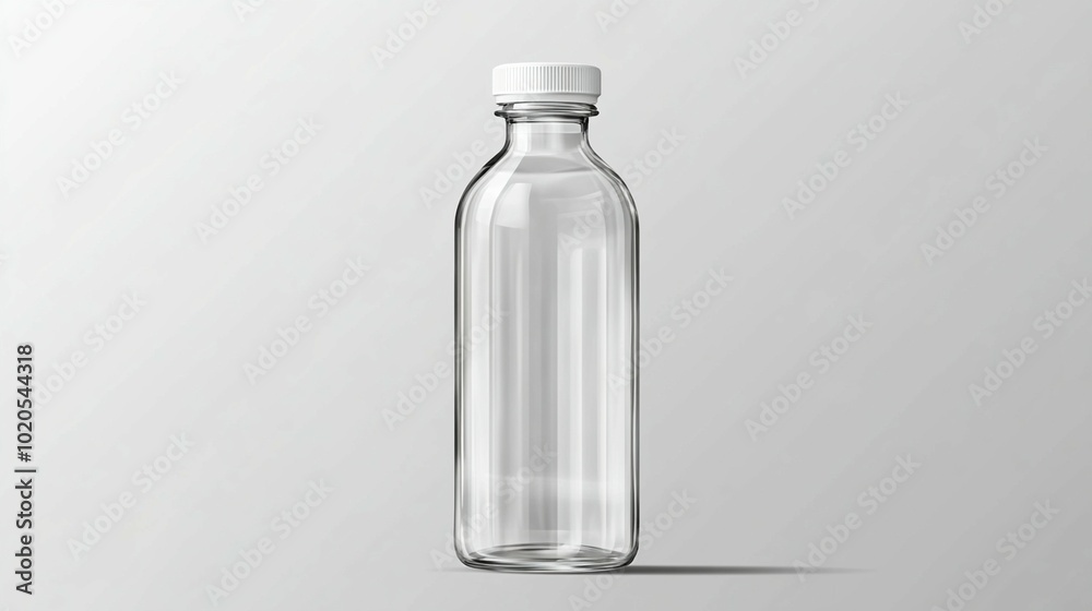 Realistic mockup of a clear plastic bottle featuring a white screw cap, designed to appear empty and glass-like.