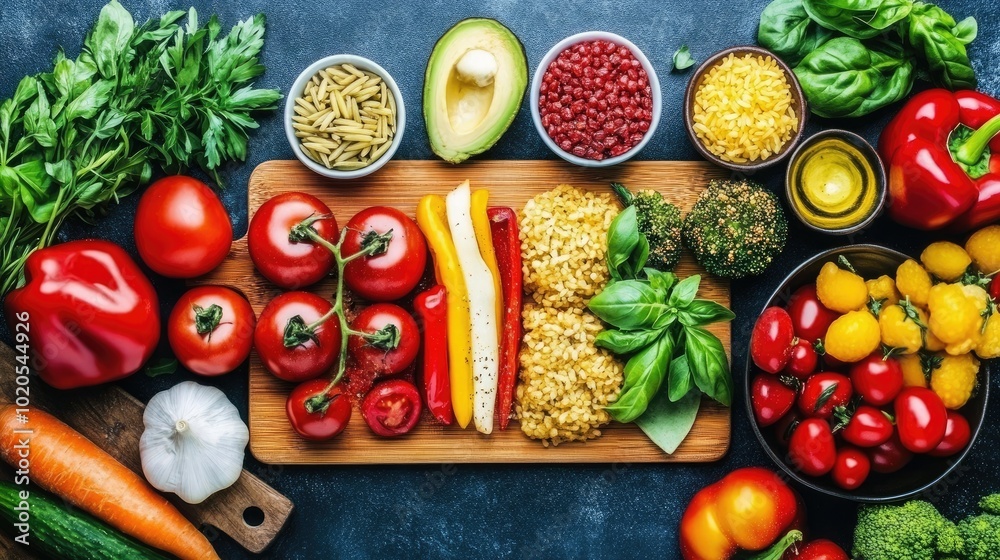 A rustic Italian kitchen scene featuring arancini on a wooden board, surrounded by ingredients like rice, cheese, and herbs. This homely image reflects the heart of Italian cooking traditions.