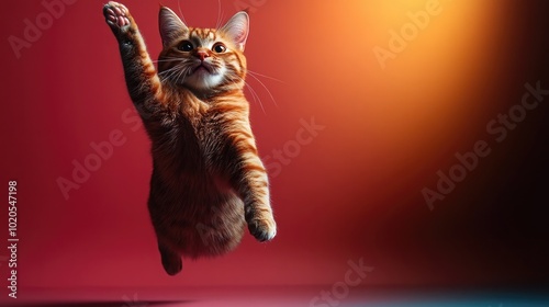 Fun-Loving Animal Jumping with Joy in a Colorful Background