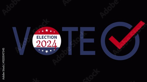 United States Presidential Election 2024. November 2024. Voting. Ballot box and check mark. 4K Video animation. Alpha channel