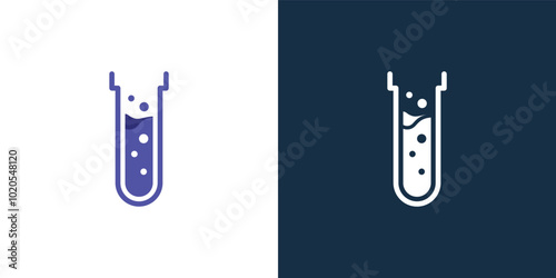 Laboratory beaker logo. Lab flask logo.