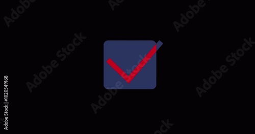 United States Presidential Election 2024. November 2024. Voting. Ballot box and check mark. 4K Video animation. Alpha channel
