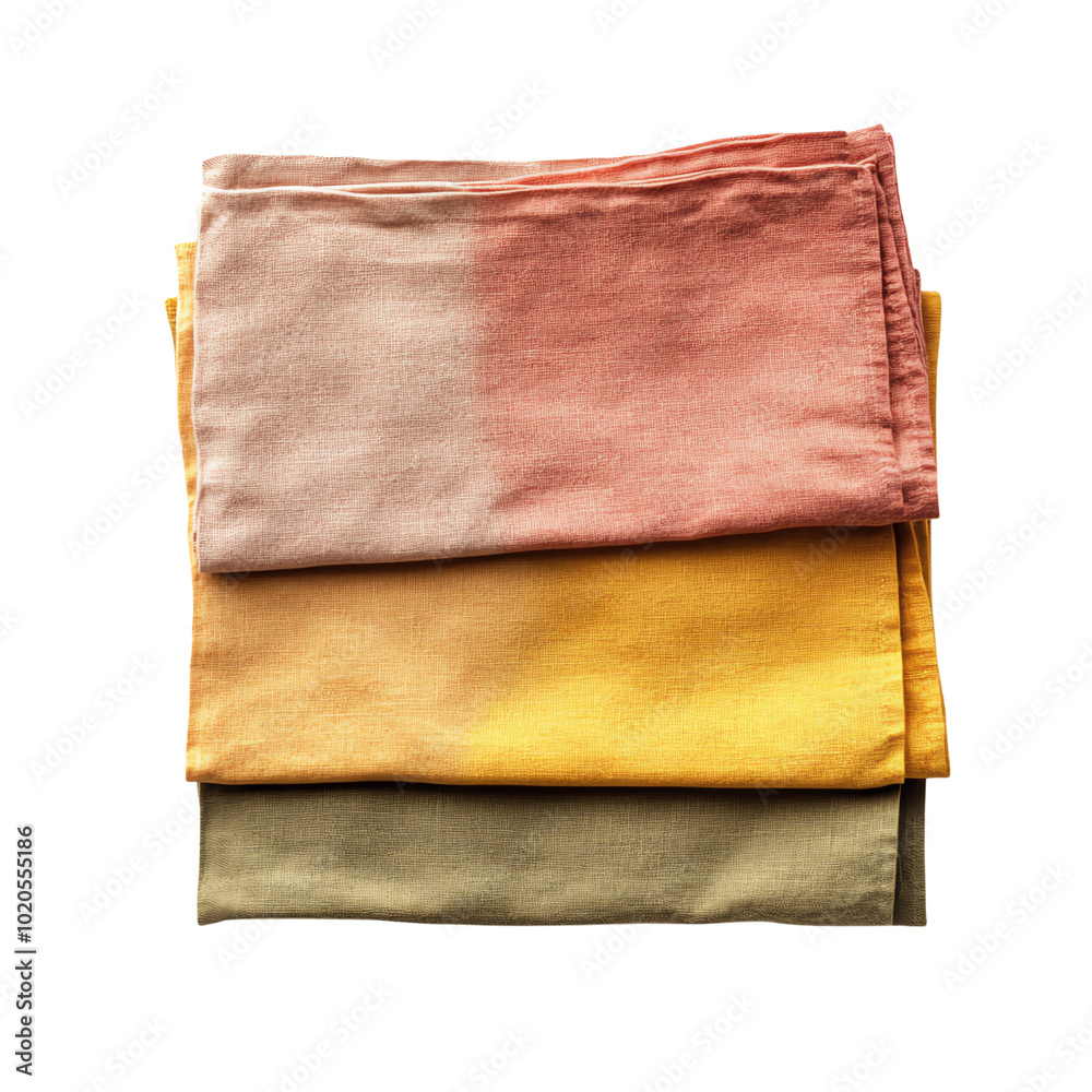 Colored fabric stack, white isolated background Colored fabric stack, white isolated background