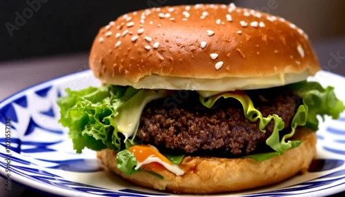 hamburger on a plate