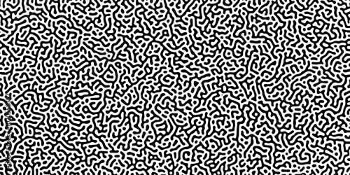 Organic seamless patterns with rounded lines Diffusion reaction background. Monochrome background of natural organic forms motion. Overlay template abstract Turing organic wallpaper background.