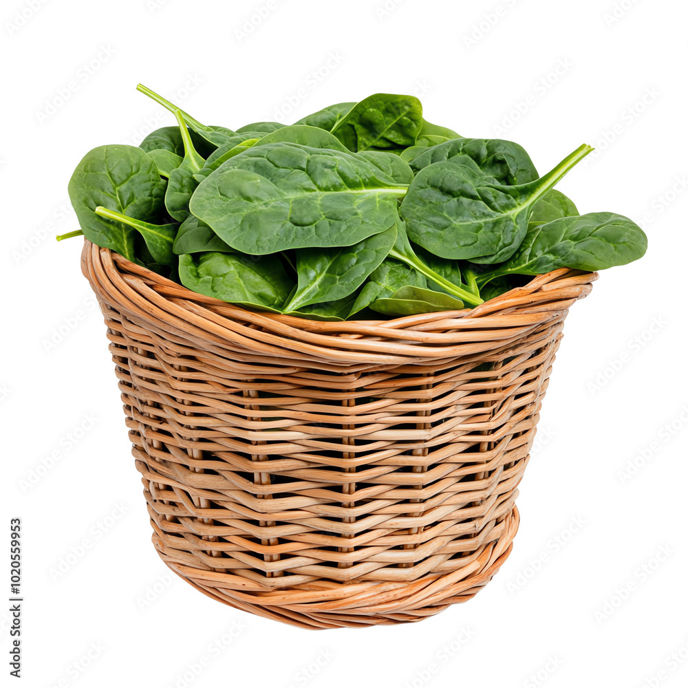 Spinach basket, white isolate background