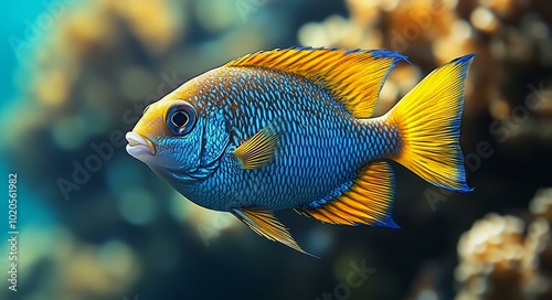 Vibrant Blue and Yellow Fish