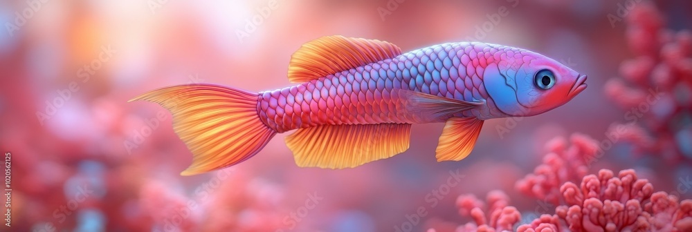 Fototapeta premium Vibrant Neon Fish in Coral Reef