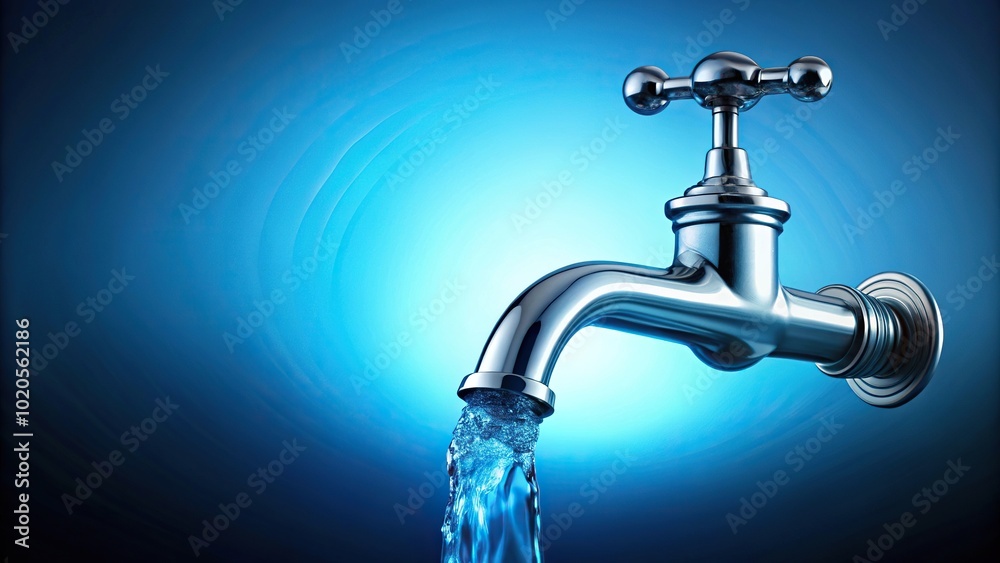 Flowing water with bubbles from tap