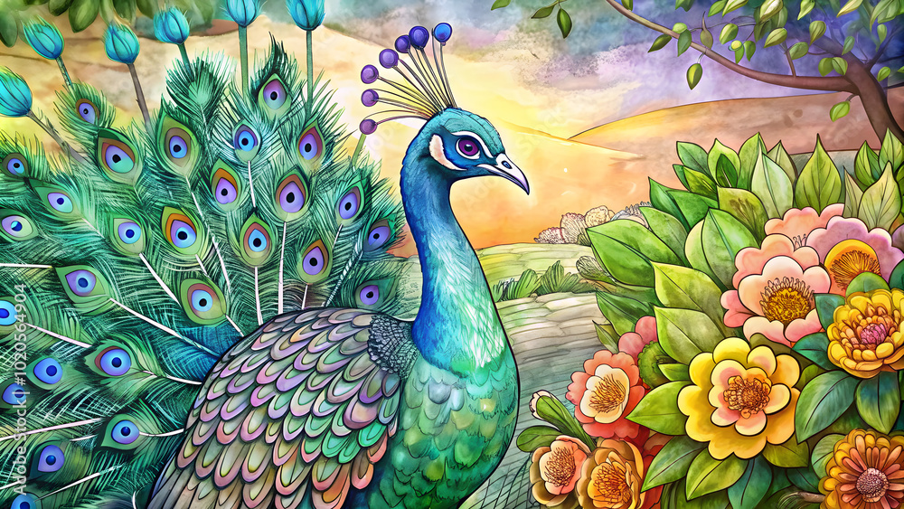 Fototapeta premium peacock in the park