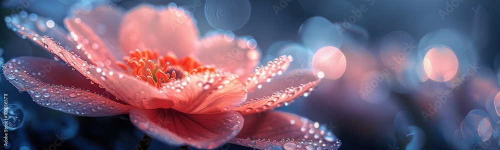 Pink flower with water droplets on it Pink flower with water droplets on it