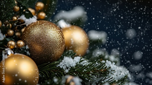 The Golden Ornaments in Snow