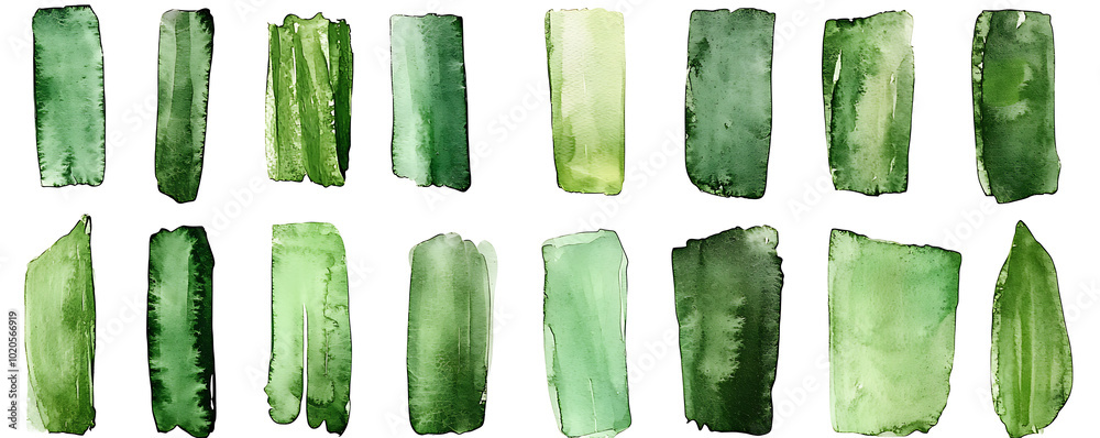 Green watercolor stripes hand-drawn collection